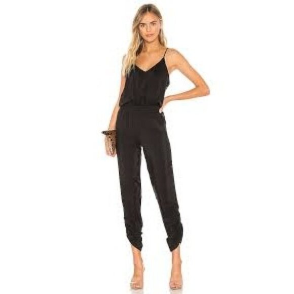 Amanda Uprichard Lowell Black Silk Jumpsuit - Picture 1 of 7